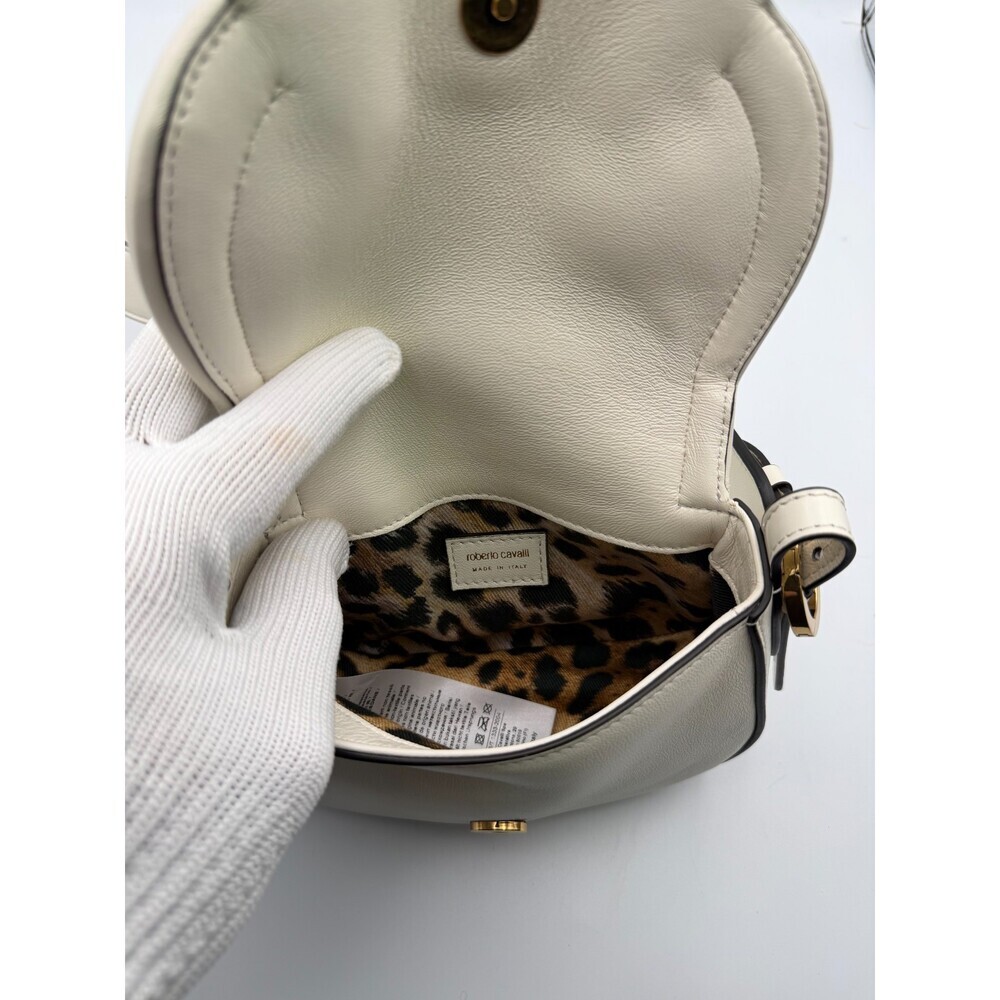 Vintage Roberto Cavalli Fang Bang Shoulder Bag Womens White Small Saddle Luxury - Picture 11 of 12